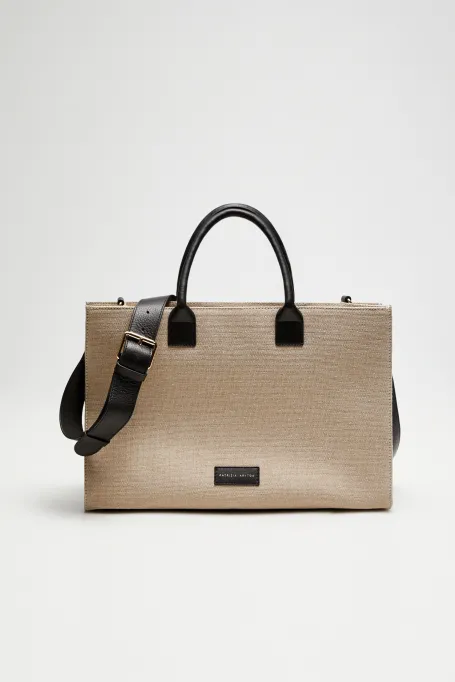 Taška z juty v barvě taupe