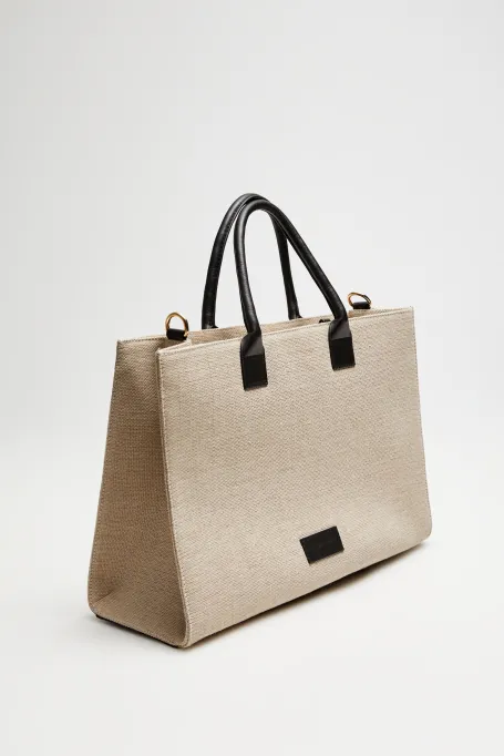 Taška z juty v barvě taupe