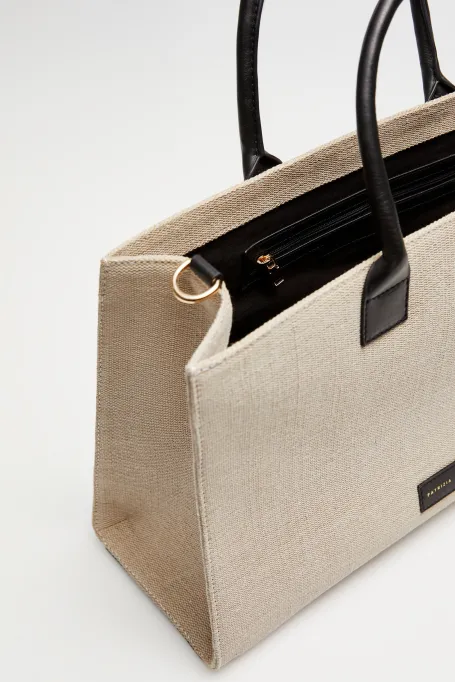 Taška z juty v barvě taupe