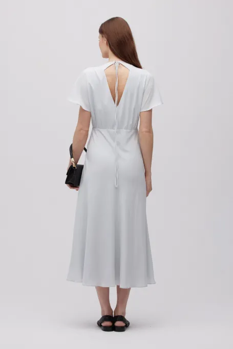 Šedé midi šaty z hedvábí