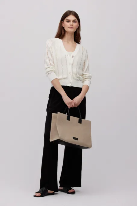 Bílý rozepínací kardigan z lnu