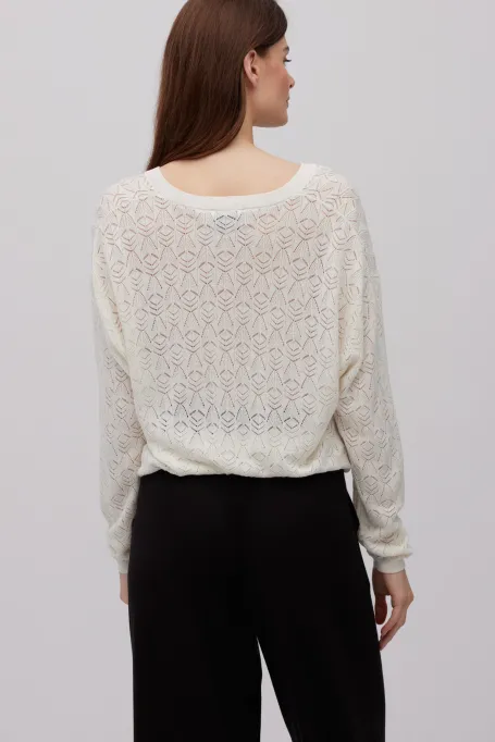 Krémová blůza z hedvábí a kašmíru