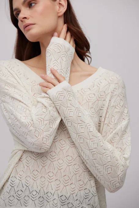 Krémová blůza z hedvábí a kašmíru