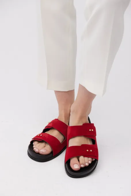 Kožené pantofle z nubukové kůže