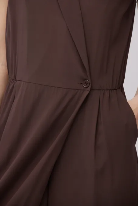 Jedwabný čokoládový overal se širokými nohavicemi