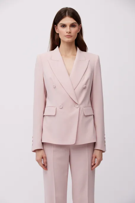 Dvouřadový blazer k obleku v pudrově růžové barvě