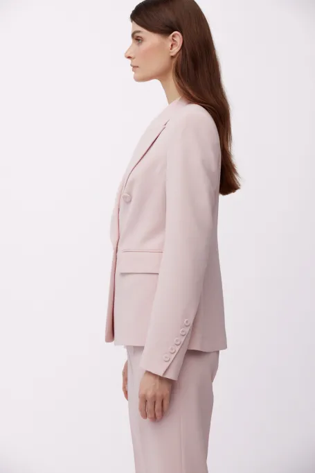 Dvouřadový blazer k obleku v pudrově růžové barvě