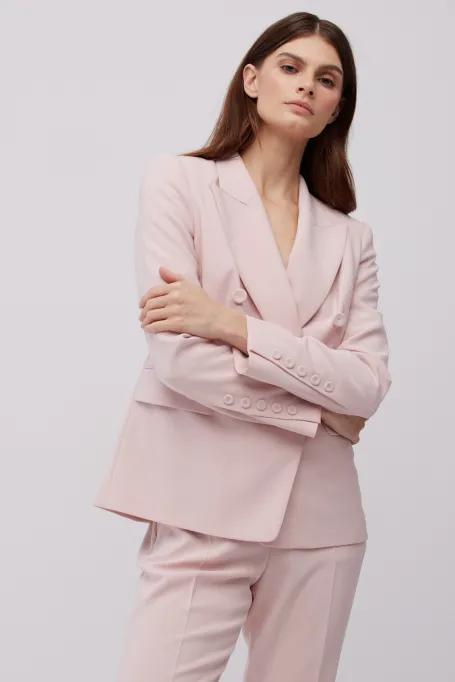 Dvouřadový blazer k obleku v pudrově růžové barvě
