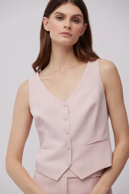 Kamizelka do obleku v pudrově růžové barvě