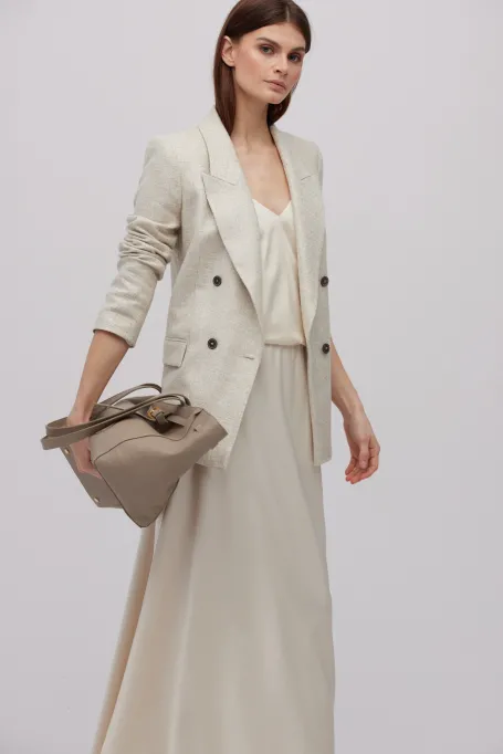 Dlouhá béžová sukně s rozparky