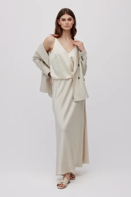 Dlouhá béžová sukně s rozparky