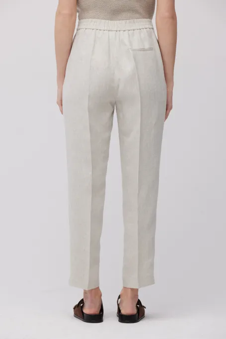 Lněné béžové kalhoty k obleku