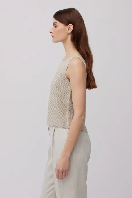 Úpletová halenka taupe s lnem