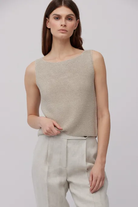 Úpletová halenka taupe s lnem