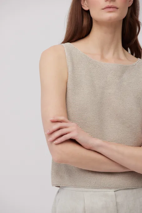 Úpletová halenka taupe s lnem