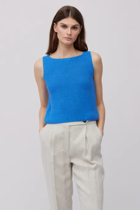 Modrá blůza s lnem