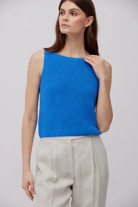 Modrá blůza s lnem