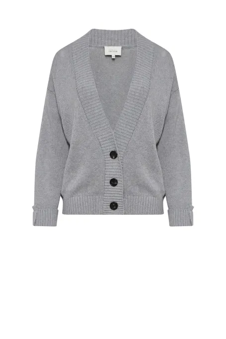 Šedý kardigan s lnem