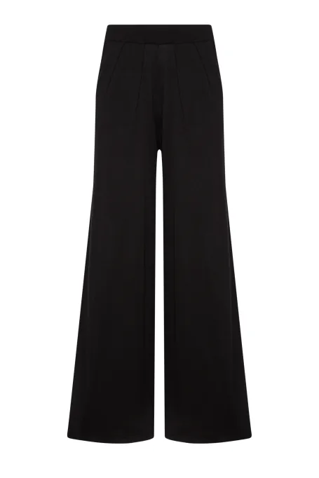 Černé široké kalhoty ze saténu