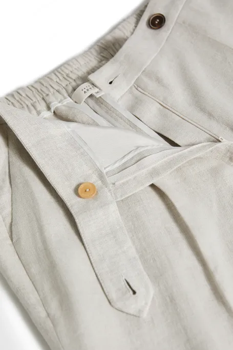 Lněné béžové kalhoty k obleku