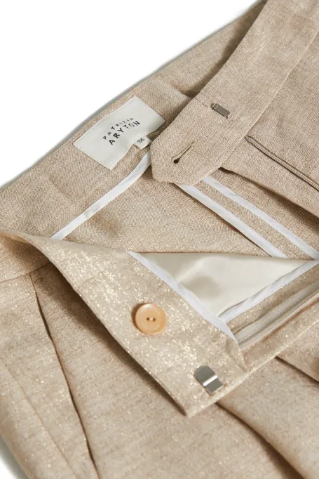 Béžové kalhoty s lnem