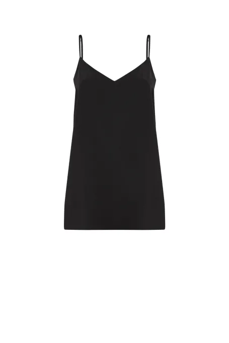 Černý hedvábný top na ramínkách Mari