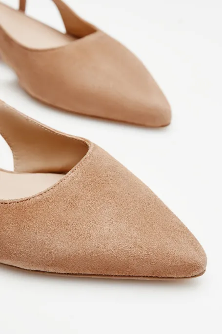 Bežové slingback boty s odkrytou patou