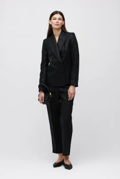 Černý volný lněný sako