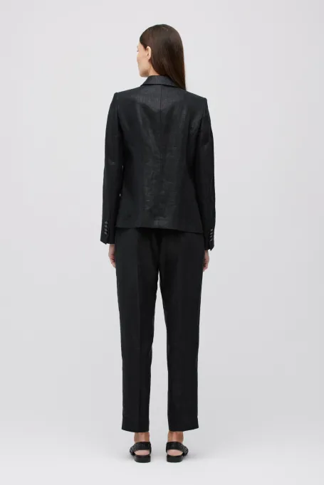 Černý volný lněný sako