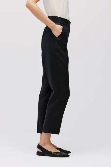 Černé lněné kalhoty k obleku