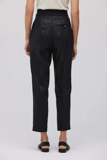 Černé lněné kalhoty k obleku