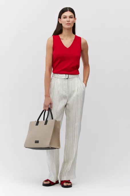 Červený top s bavlnou a hedvábím