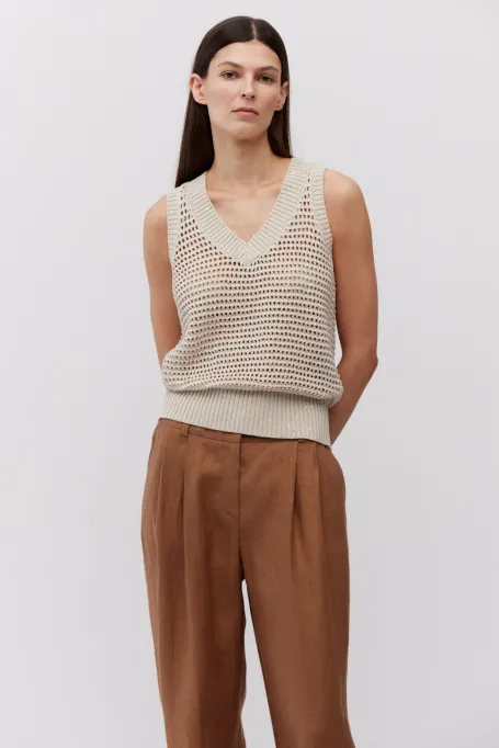 Bežový ažurový top