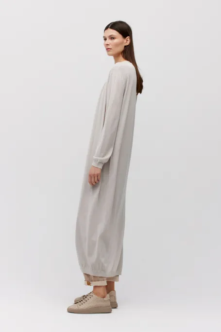 Dlouhý šedý vlněný kardigan