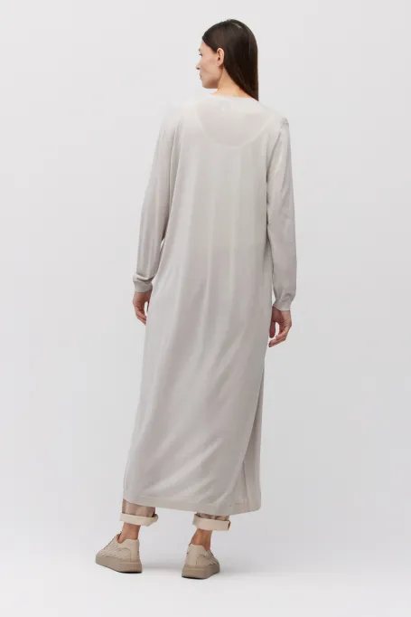 Dlouhý šedý vlněný kardigan