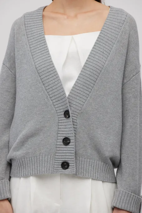 Šedý kardigan s lnem