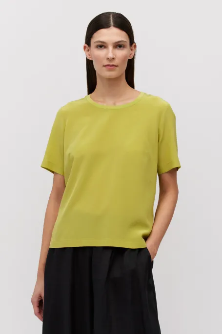 Hedvábná limonková blůza Brigitte