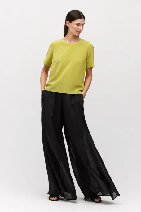 Hedvábná limonková blůza Brigitte