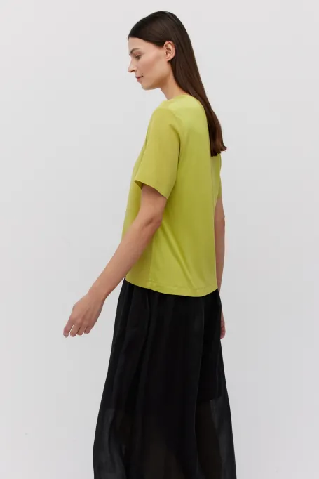 Hedvábná limonková blůza Brigitte