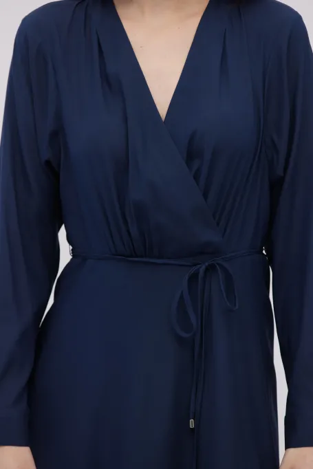 Tmavě modrá hedvábná šaty