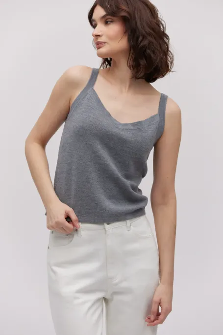 Šedý top z merinovlny