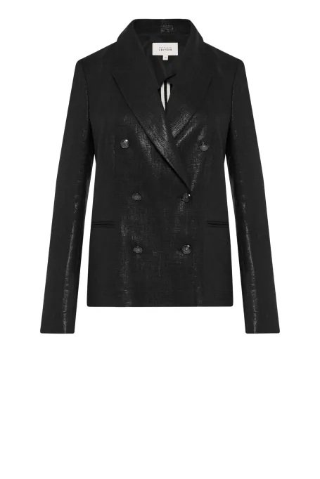 Černý volný lněný sako