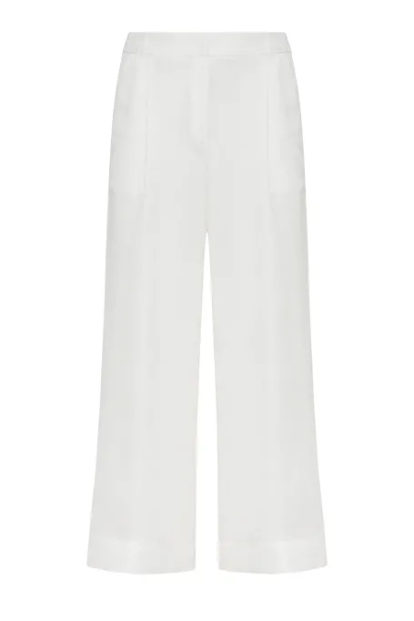 Bílé široké lněné kalhoty