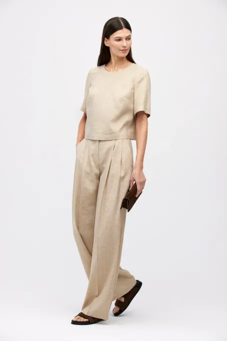 Bežová blůza s lnem