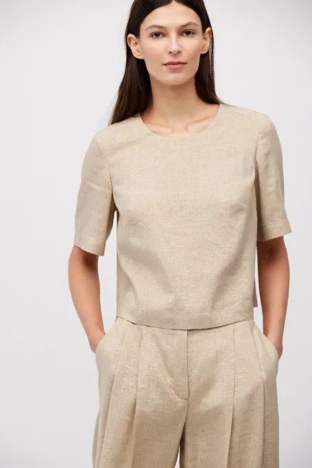 Bežová blůza s lnem