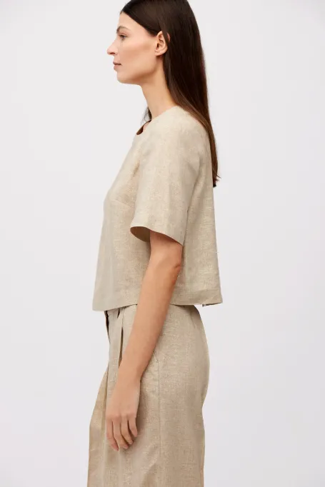 Bežová blůza s lnem