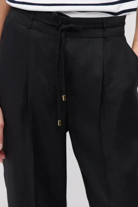 Černé lněné kalhoty