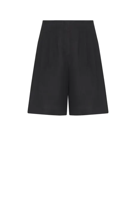 Černé lněné šortky s kapsami