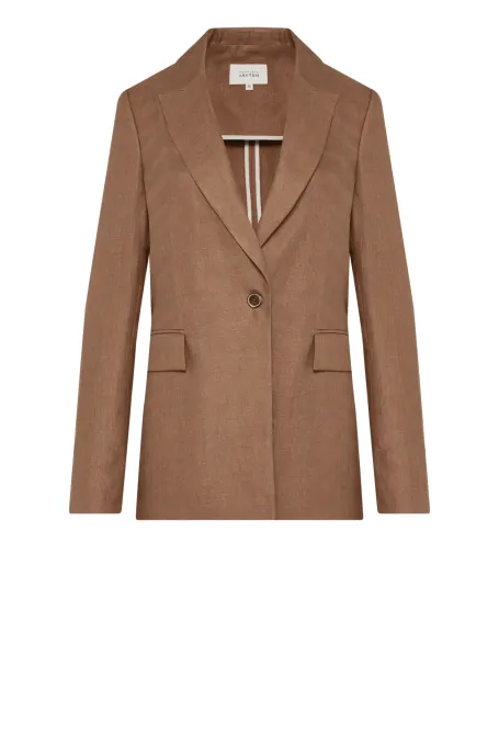 Lněný hnědý sako do obleku