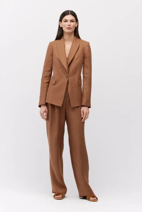 Lněný hnědý sako do obleku